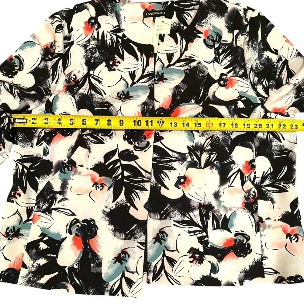 Lane Bryant Open Front Bell Sleeve Blazer Women's Plus Size 18/20 Floral